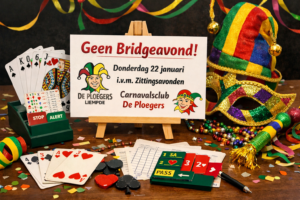 Geen competitie-avond donderdag 22 januari 2026